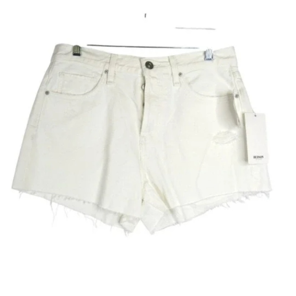 Hudson Jeans Off-White Distressed Denim Shorts